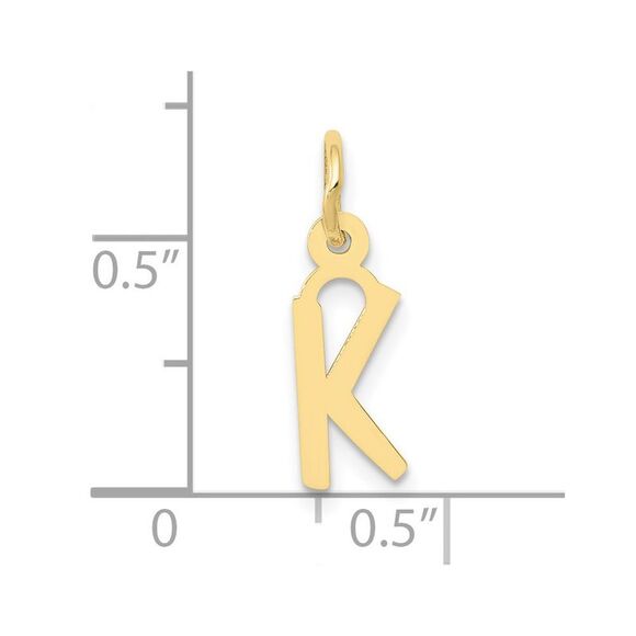 10k Yellow Gold Small Slanted Block Initial K Charm - Picture 3 of 4